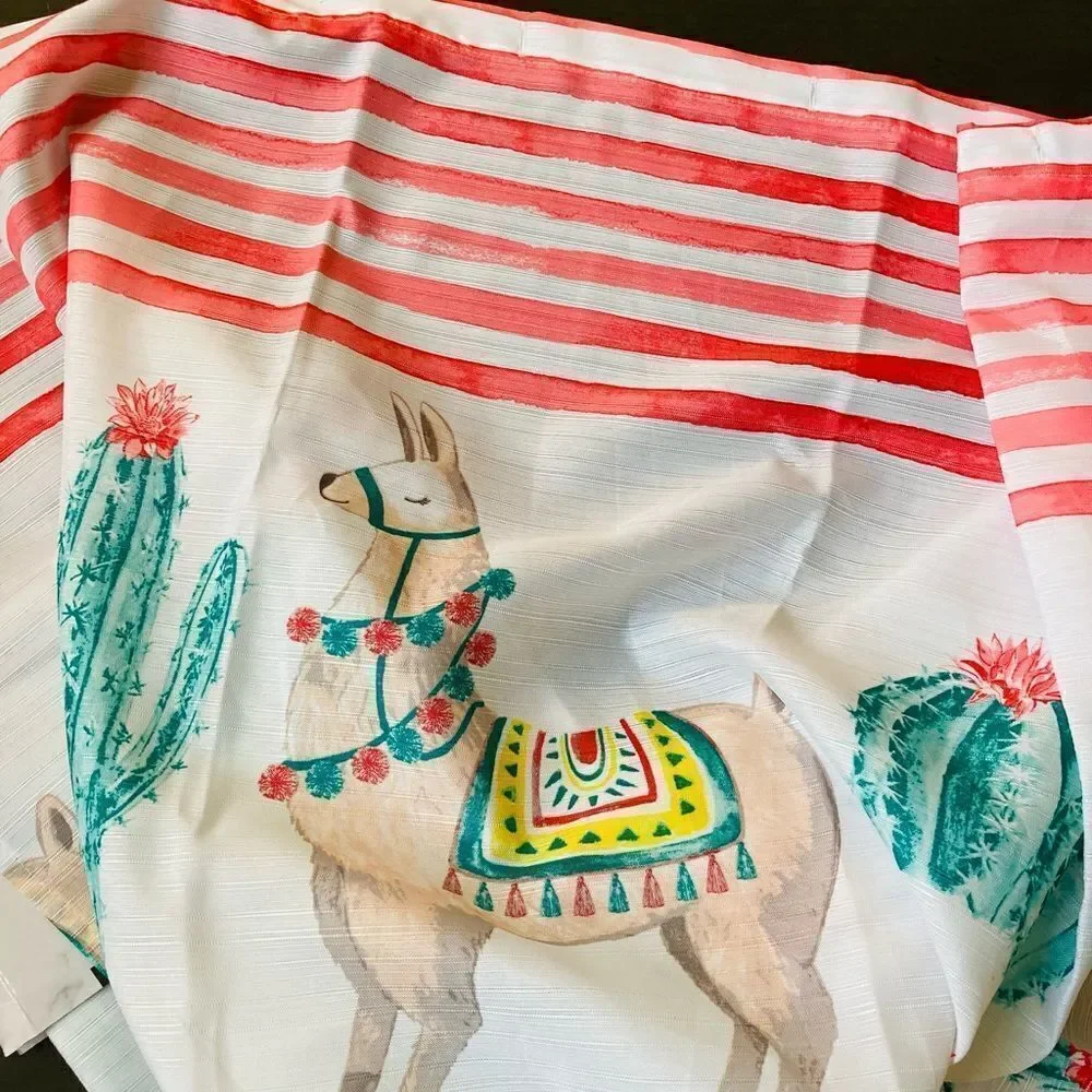 Llama Alpaca Cactus Boho Complete Shower Curtain Bath Set